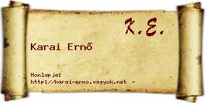 Karai Ernő névjegykártya